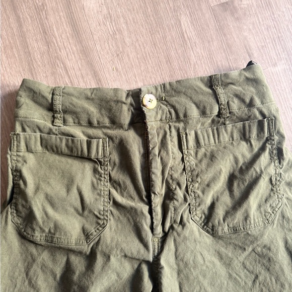 Maeve Olive Green Wide-Leg Cotton Pants - Picture 2 of 3
